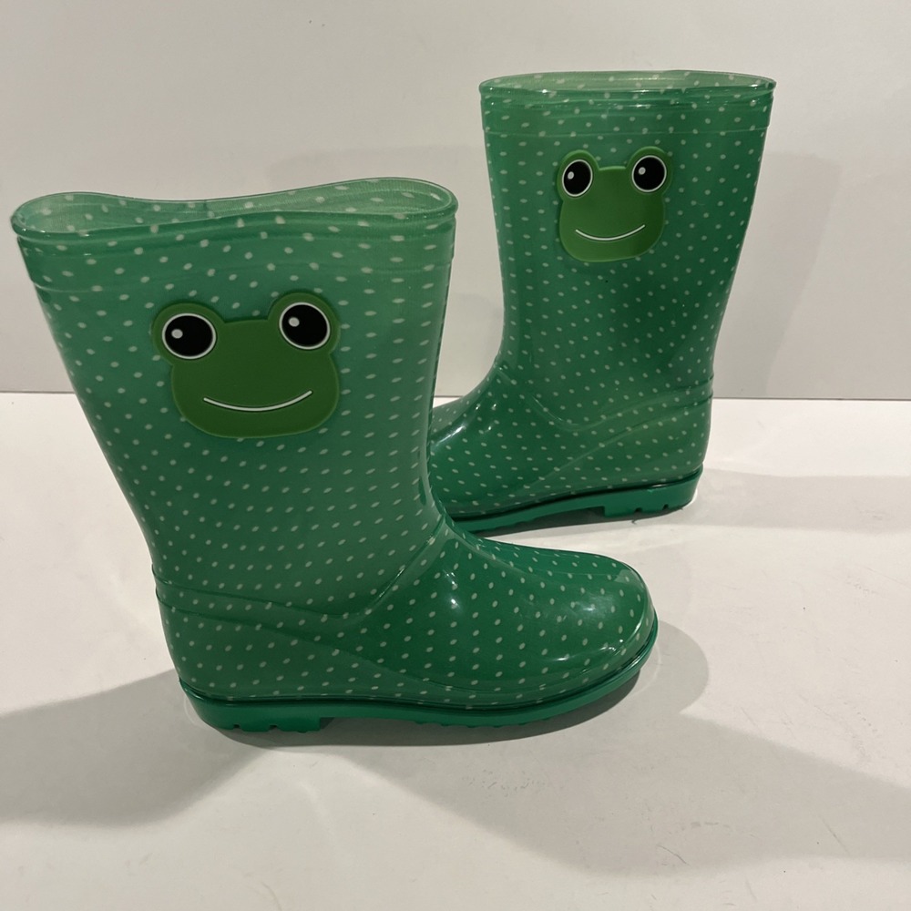 Kids Frog Plastic Rain Boots Size 2 NEW By Jelly Beans‎